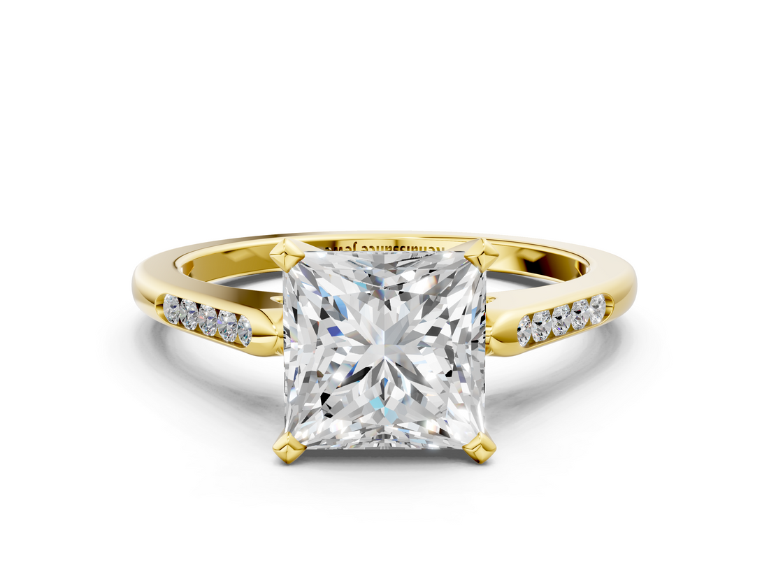 Yellow gold Princess Cut Channel Set Solitaire Engagement Ring with Four-Prong Setting_235