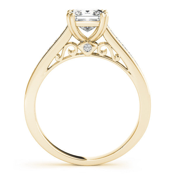 Yellow gold Princess Cut Channel Set Solitaire Engagement Ring with Prong Setting 1