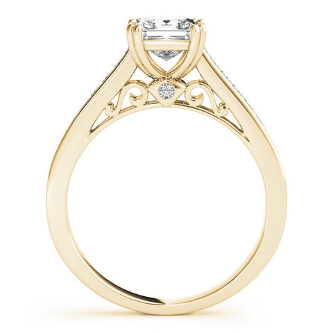 Yellow gold Princess Cut Channel Set Solitaire Engagement Ring with Prong Setting 1