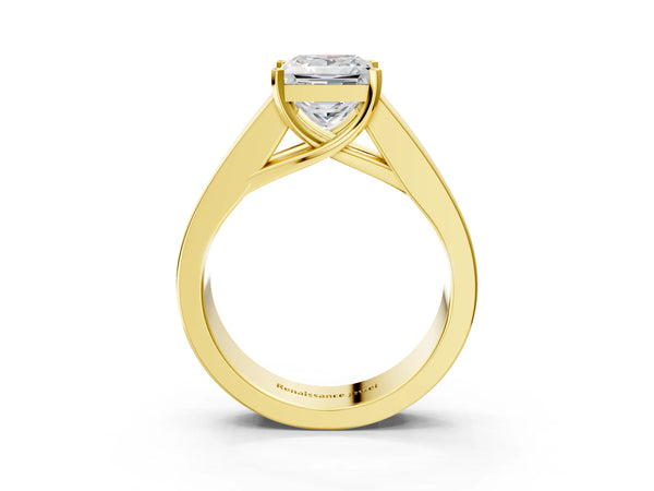 Yellow Gold Princess Cut Engagement Ring Setting with Channel-Set Princess Cut Side Accents