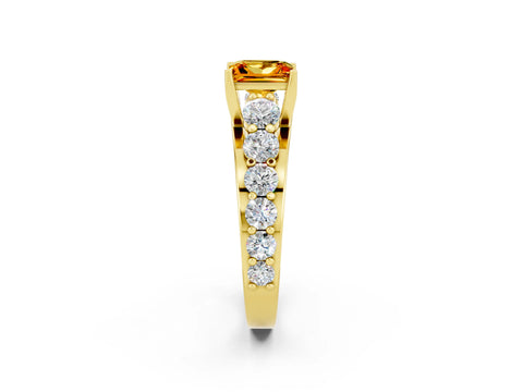 Yellow gold Princess Cut Citrine Engagement Ring with Pavé Band and Four-Prong Setting_2