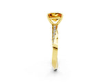 Yellow gold Princess Cut Citrine Engagement Ring with Side Stone Accents and Four-Prong Setting_62