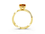 Yellow gold Princess Cut Citrine Engagement Ring with Side Stone Accents and Four-Prong Setting_63