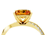 Yellow gold Princess Cut Citrine Engagement Ring with Side Stone Accents and Four-Prong Setting_64