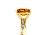 Yellow gold Princess Cut Citrine Engagement Ring with Side Stone Accents and Four-Prong Setting_65