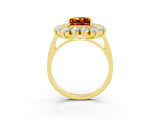 Yellow gold Princess Cut Citrine Floral Double Halo Engagement Ring with Prong Setting_75