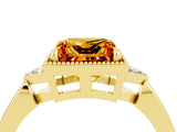Yellow gold Princess Cut Citrine Halo Ring with Tapered Band and Four-Prong Setting_4