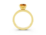 Yellow gold Princess Cut Citrine Milgrain Pavé Engagement Ring with Four-Prong Setting_15