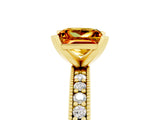 Yellow gold Princess Cut Citrine Milgrain Pavé Engagement Ring with Four-Prong Setting_17