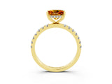 Yellow gold Princess Cut Citrine Pave Band Solitaire Ring with Four-Prong Setting_27