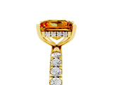Yellow gold Princess Cut Citrine Pave Band Solitaire Ring with Four-Prong Setting_29