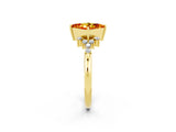 Yellow gold Princess Cut Citrine Ring with Side Stones and Four-Prong Setting_38