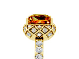 Yellow gold Princess Cut Citrine Scalloped Halo Engagement Ring with Round Shared Prong Band_17