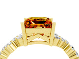 Yellow gold Princess Cut Citrine Scattered Round Accent Ring with Prong Setting_34
