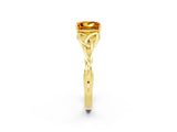 Yellow gold Princess Cut Citrine Solitaire Celtic Knot Ring with Four-Prong Setting_14