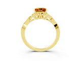 Yellow gold Princess Cut Citrine Solitaire Celtic Knot Ring with Four-Prong Setting_15
