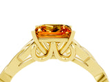 Yellow gold Princess Cut Citrine Solitaire Celtic Knot Ring with Four-Prong Setting_16