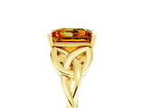 Yellow gold Princess Cut Citrine Solitaire Celtic Knot Ring with Four-Prong Setting_17