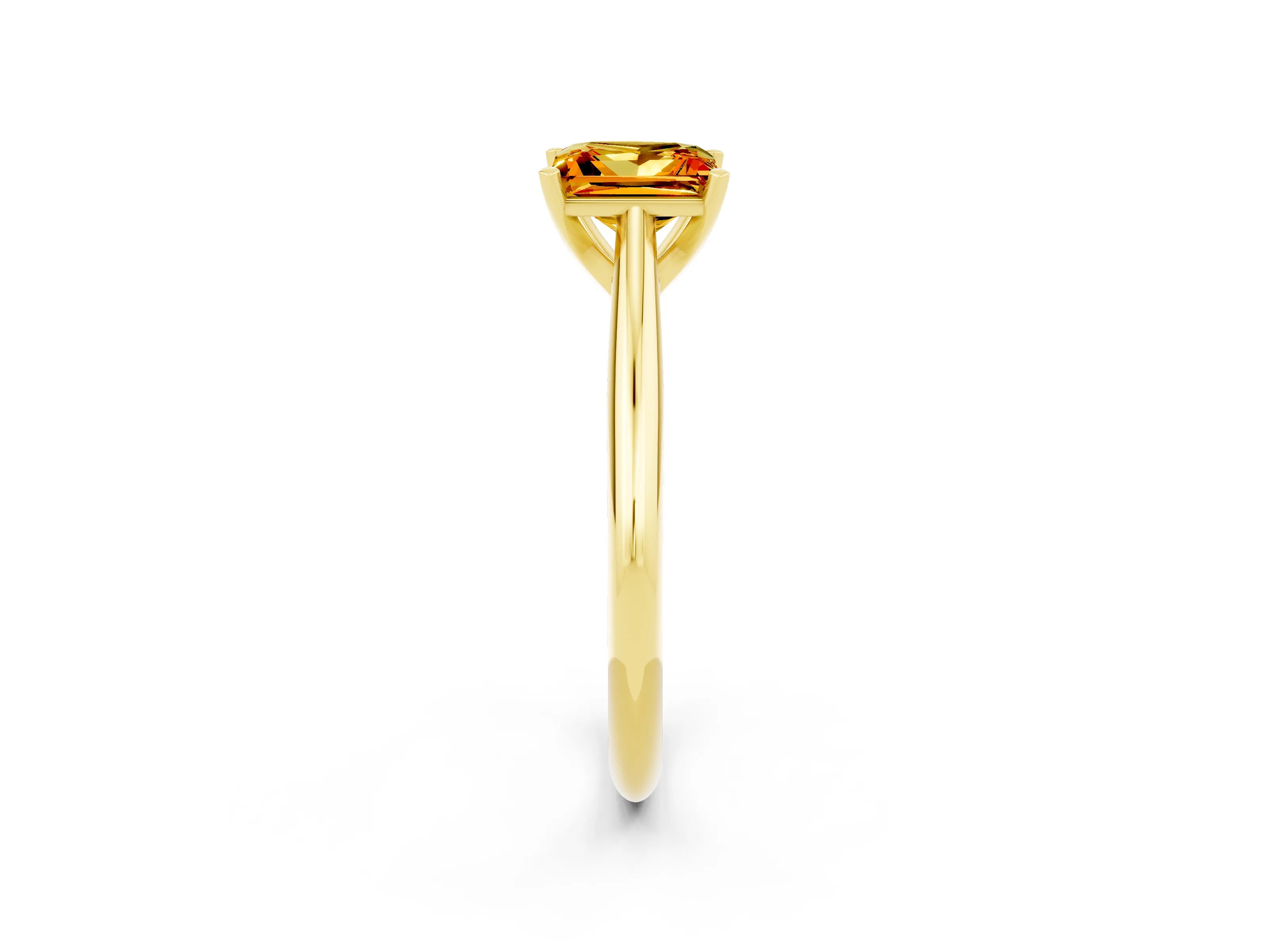 Yellow gold Princess Cut Citrine Solitaire Engagement Ring with Cathedral Setting and Four-Prong Mount_14