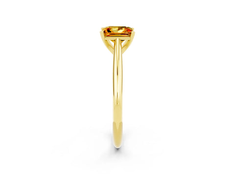 Yellow gold Princess Cut Citrine Solitaire Engagement Ring with Cathedral Setting and Four-Prong Mount_14