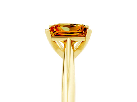 Yellow gold Princess Cut Citrine Solitaire Engagement Ring with Cathedral Setting and Four-Prong Mount_17
