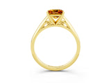 Yellow gold Princess Cut Citrine Solitaire Engagement Ring with Cathedral Setting and Four-Prong Mount_21