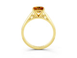 Yellow gold Princess Cut Citrine Solitaire Engagement Ring with Cathedral Setting and Four-Prong Mount_27