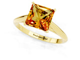 Yellow gold Princess Cut Citrine Solitaire Engagement Ring with Cathedral Setting and Four-Prong Mount_67