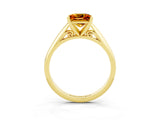 Yellow gold Princess Cut Citrine Solitaire Engagement Ring with Cathedral Setting and Four-Prong Mount_69