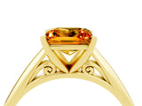 Yellow gold Princess Cut Citrine Solitaire Engagement Ring with Cathedral Setting and Four-Prong Mount_70