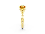 Yellow gold Princess Cut Citrine Solitaire Engagement Ring with Celtic Knot Band and Four-Prong Setting_2