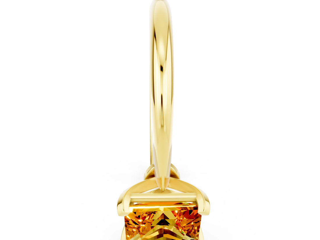 Yellow gold Princess Cut Citrine Solitaire Engagement Ring with Classic Band and Four-Prong Setting_22