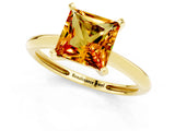 Yellow gold Princess Cut Citrine Solitaire Engagement Ring with Classic Band and Four-Prong Setting_23