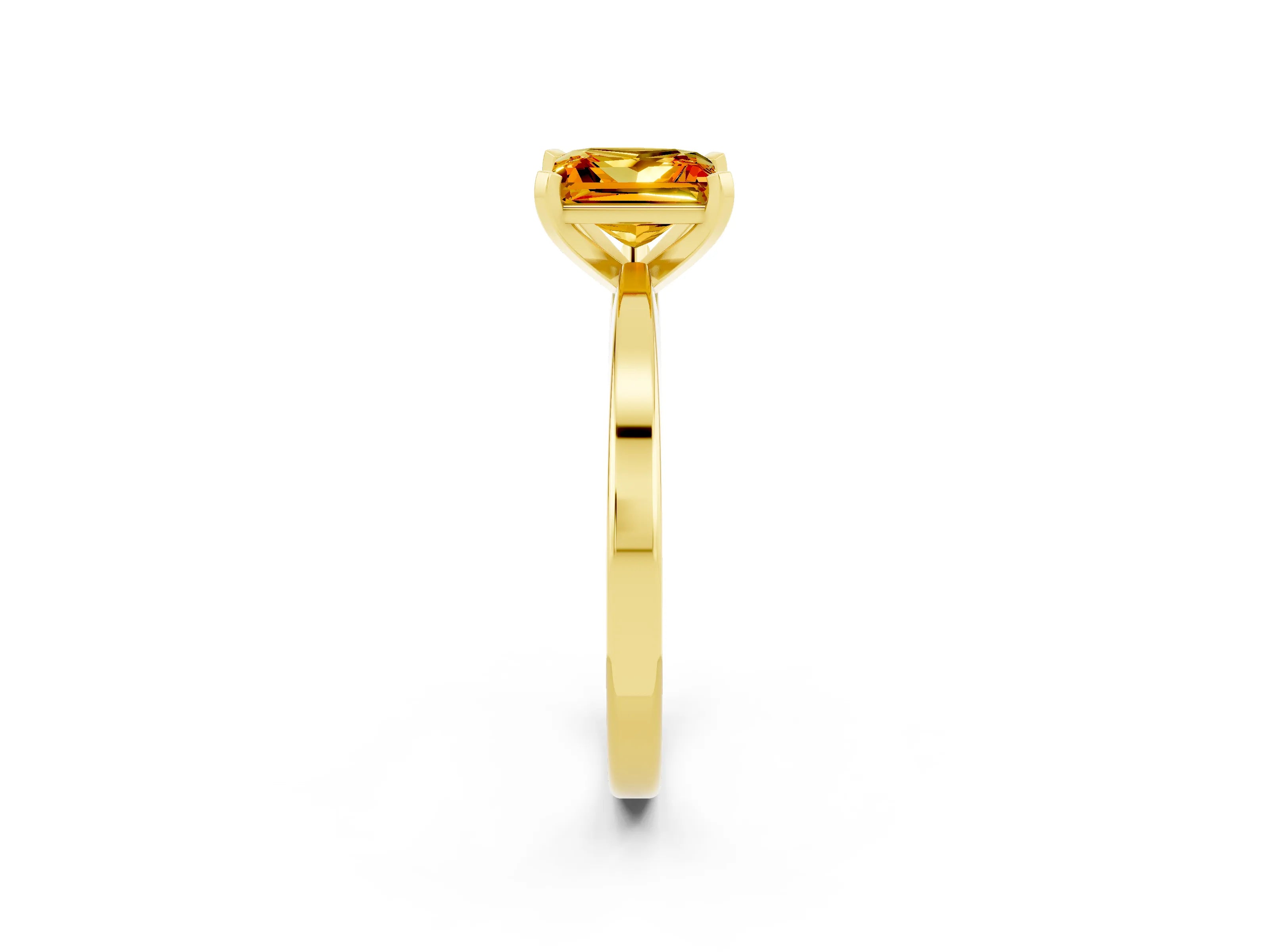 Yellow gold Princess Cut Citrine Solitaire Engagement Ring with Classic Band and Four-Prong Setting_26