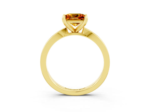 Yellow gold Princess Cut Citrine Solitaire Engagement Ring with Classic Band and Four-Prong Setting_27