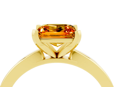 Yellow gold Princess Cut Citrine Solitaire Engagement Ring with Classic Band and Four-Prong Setting_28