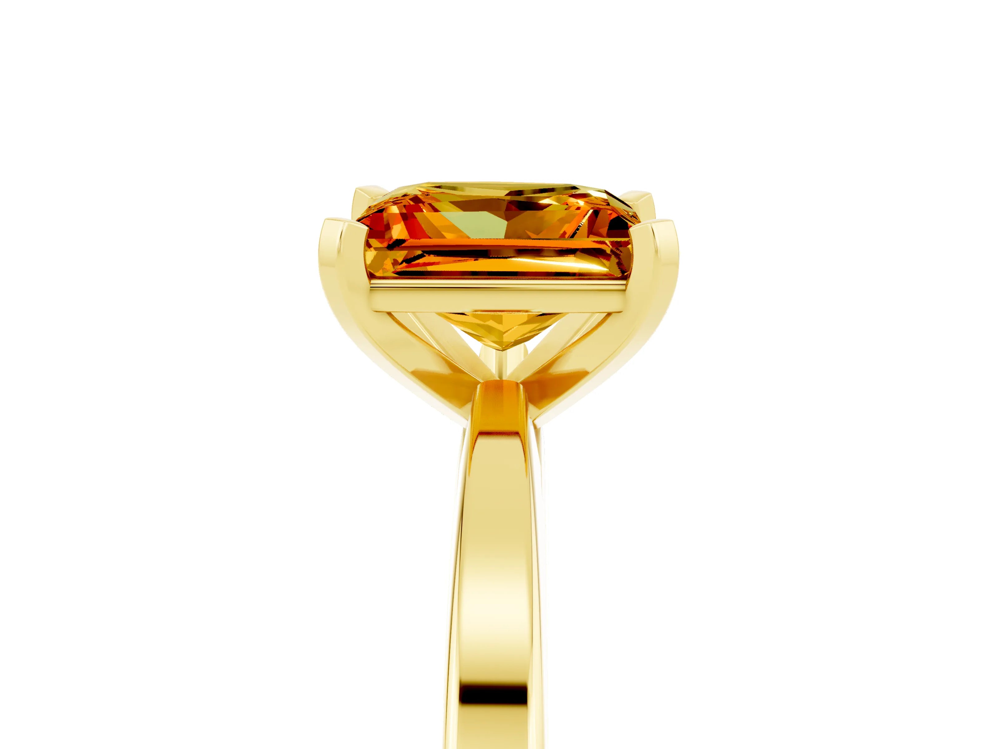 Yellow gold Princess Cut Citrine Solitaire Engagement Ring with Classic Band and Four-Prong Setting_29