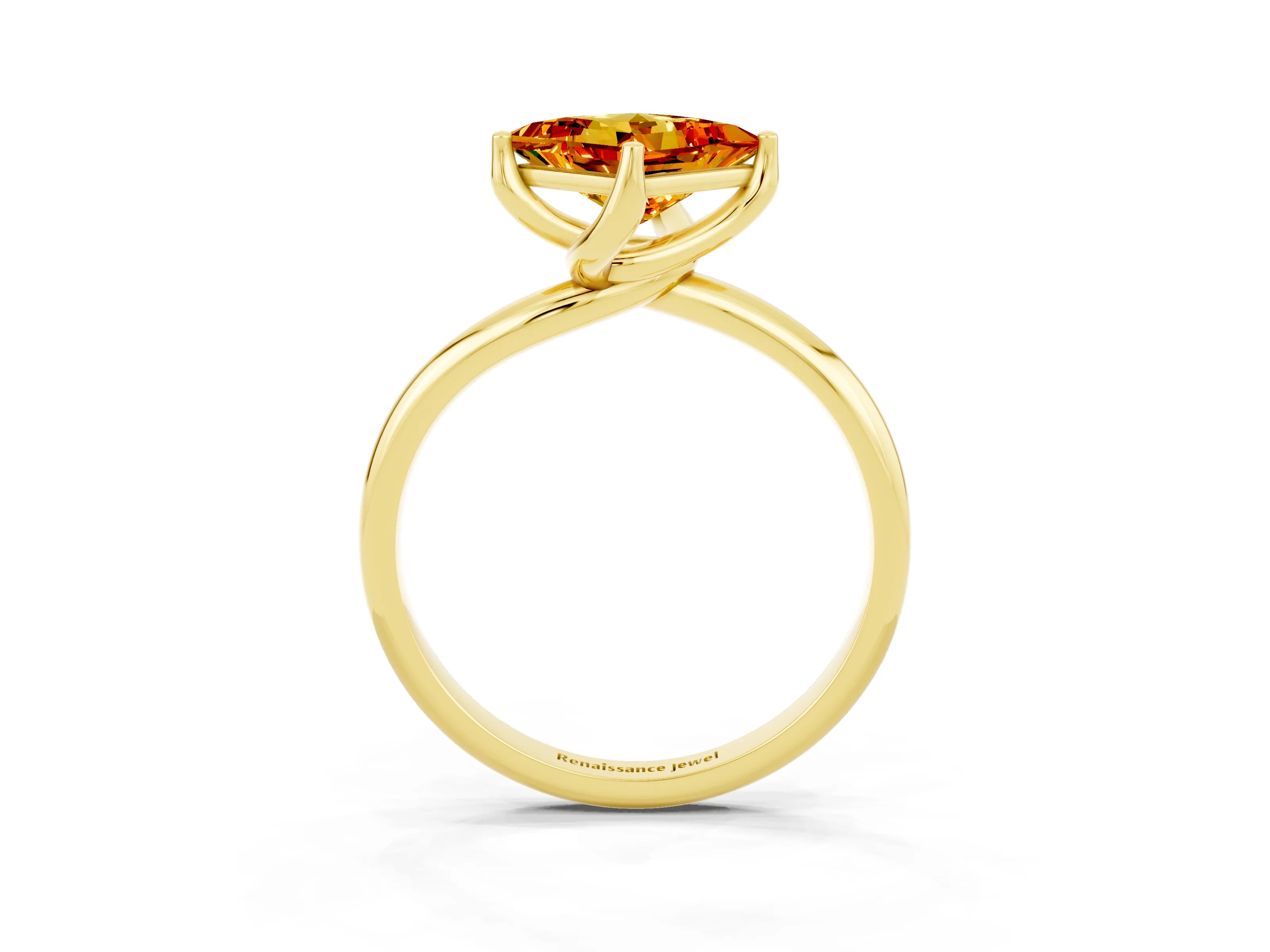 Yellow gold Princess Cut Citrine Solitaire Engagement Ring with Four-Prong Setting and Classic Band_15