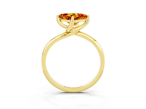 Yellow gold Princess Cut Citrine Solitaire Engagement Ring with Four-Prong Setting and Classic Band_15