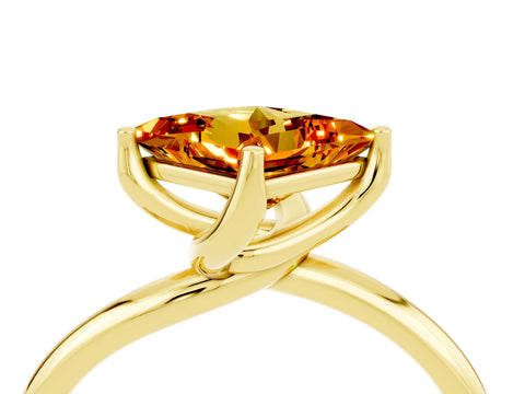 Yellow gold Princess Cut Citrine Solitaire Engagement Ring with Four-Prong Setting and Classic Band_16