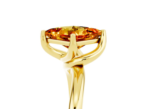 Yellow gold Princess Cut Citrine Solitaire Engagement Ring with Four-Prong Setting and Classic Band_17