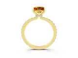 Yellow gold Princess Cut Citrine Solitaire Engagement Ring with Pavé Band and Four-Prong Setting_3