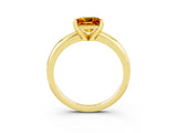 Yellow gold Princess Cut Citrine Solitaire Engagement Ring with Round Band and Four-Prong Setting_3