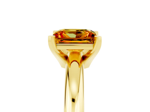 Yellow gold Princess Cut Citrine Solitaire Engagement Ring with Round Band and Four-Prong Setting_5