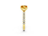 Yellow gold Princess Cut Citrine Solitaire Pavé Band with Four-Prong Setting_2