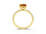 Yellow gold Princess Cut Citrine Solitaire Pavé Band with Four-Prong Setting_3