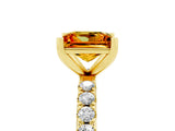 Yellow gold Princess Cut Citrine Solitaire Pavé Band with Four-Prong Setting_5