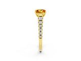 Yellow gold Princess Cut Citrine Solitaire Ring with Cathedral Setting and Pavé Band_2