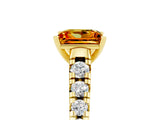 Yellow gold Princess Cut Citrine Solitaire Ring with Cathedral Setting and Pavé Band_5