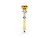 Yellow gold Princess Cut Citrine Solitaire Ring with Crossover Gallery and Round  Pavé Band_14